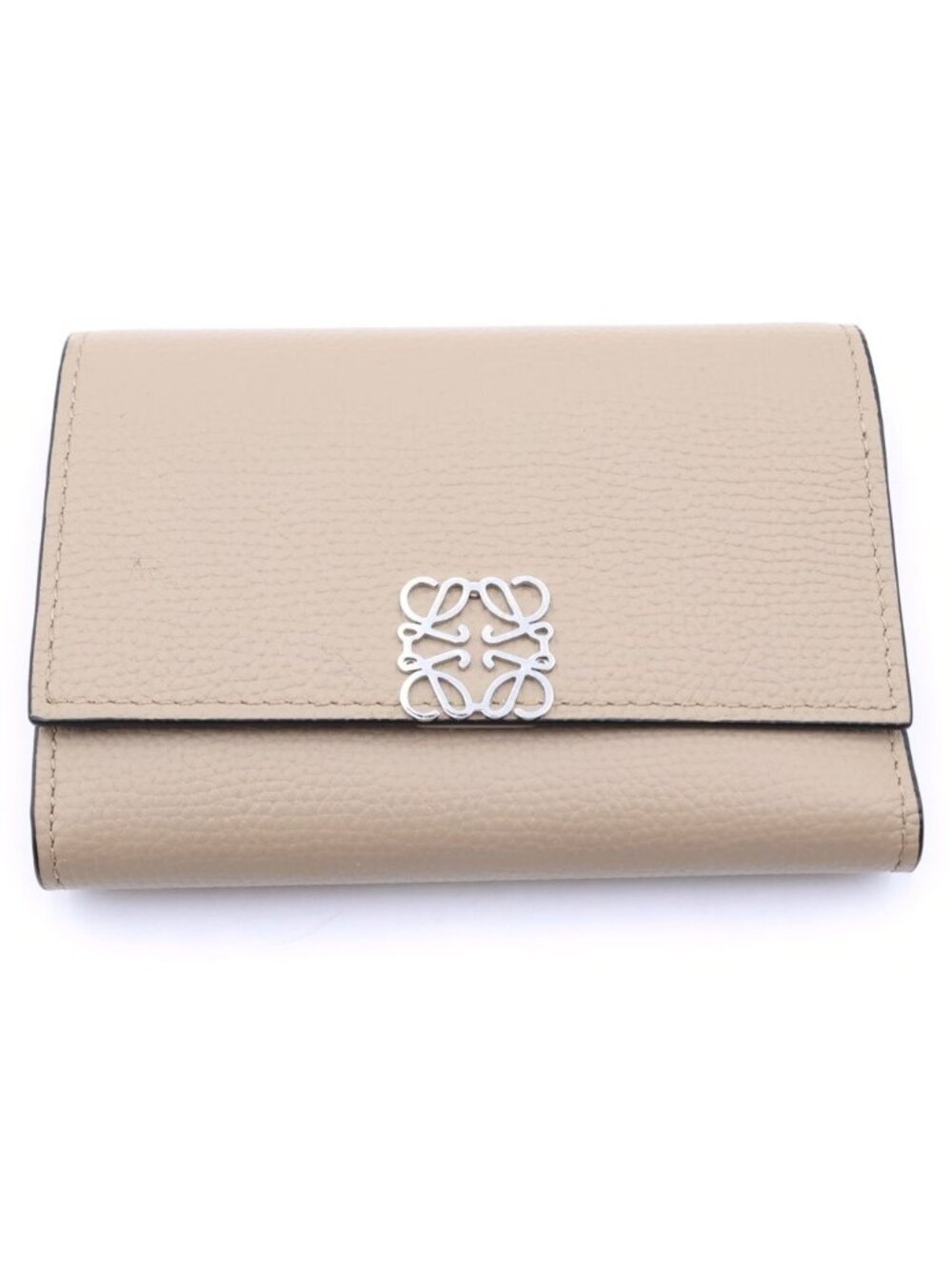 Loewe Anagram Trifold Wallet Compact Beige Leather
